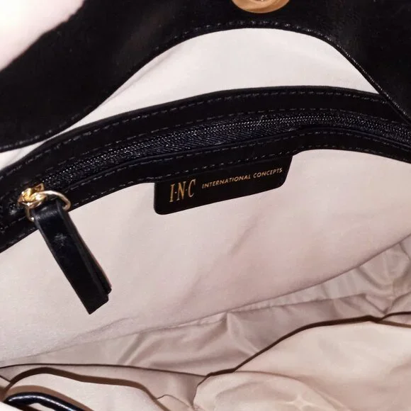 INC International Concepts Huw Gold Bangle Black Leather Jeweled Crossbody NWT - Picture 13 of 16